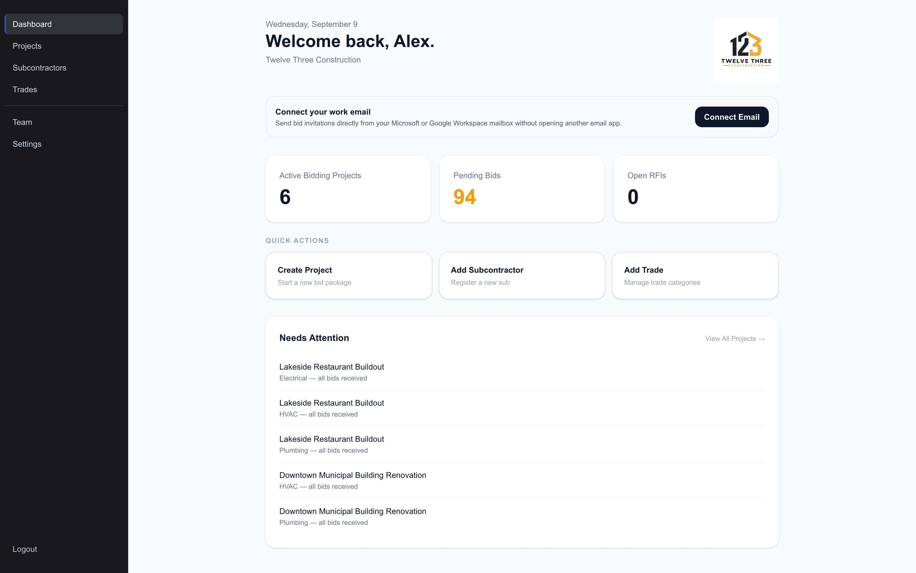 ConstructRight — Dashboard